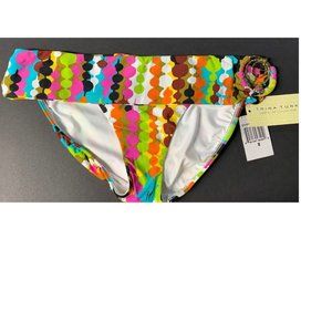 NWT Trina Turk size 8 swim bikini bottom - gold side ring embellishment